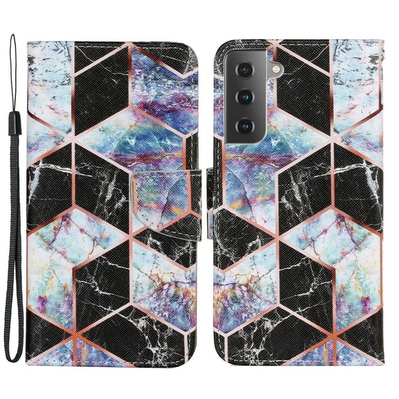 Fodral Samsung Galaxy S21 FE Geometrisk Marmorstil