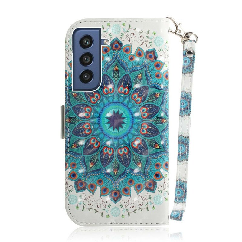 Fodral Samsung Galaxy S21 FE Med Kedjar Mästerlig Mandala Med Rem