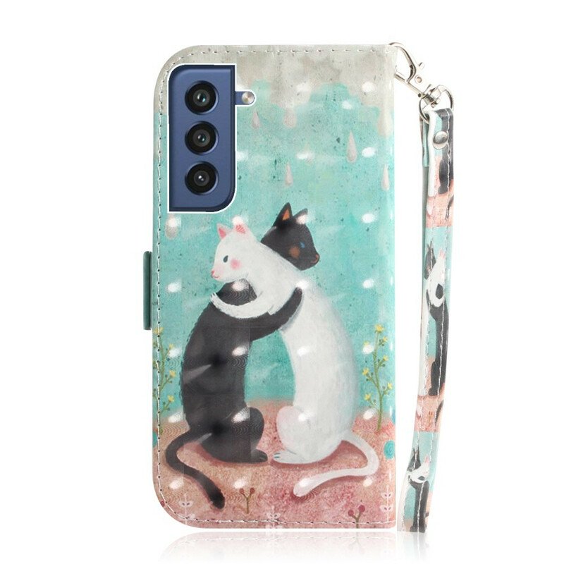 Fodral Samsung Galaxy S21 FE Med Kedjar Strappy Cat Friends