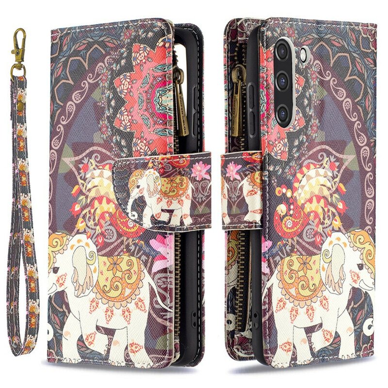 Folio-fodral Samsung Galaxy S21 FE Elephant Zip-ficka