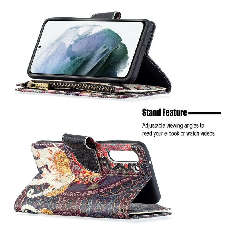 Folio-fodral Samsung Galaxy S21 FE Elephant Zip-ficka