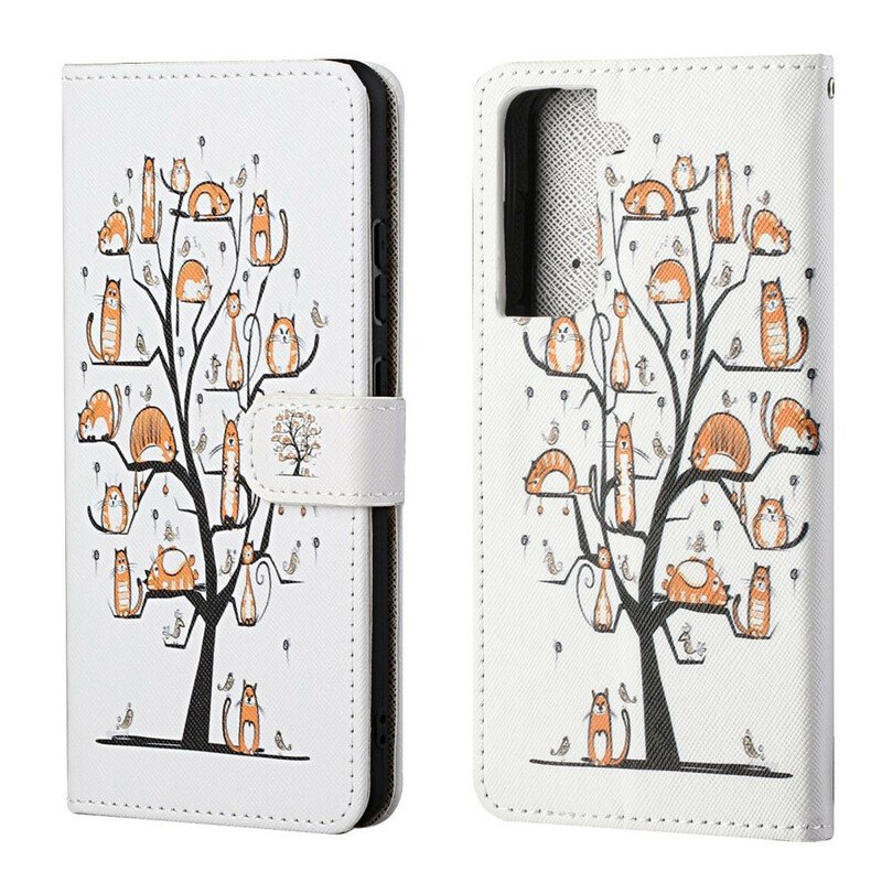 Folio-fodral Samsung Galaxy S21 FE Med Kedjar Funky Cats Med Rem