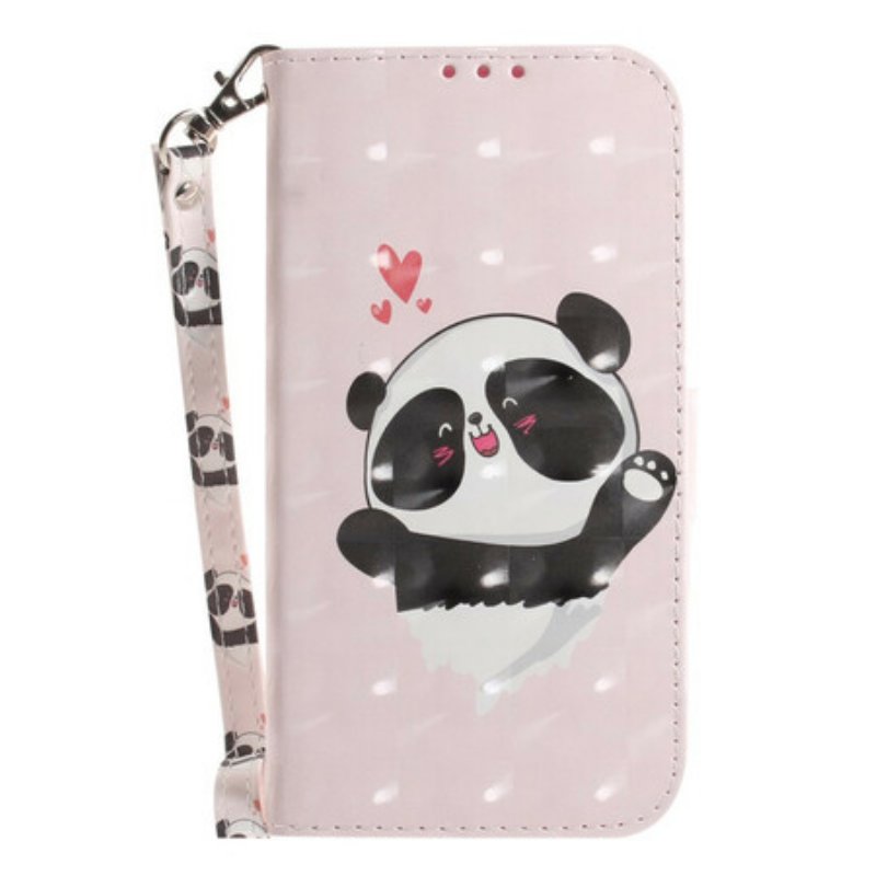 Folio-fodral Samsung Galaxy S21 FE Med Kedjar Panda Love Med Snodd