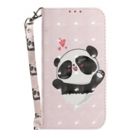 Folio-fodral Samsung Galaxy S21 FE Med Kedjar Panda Love Med Snodd