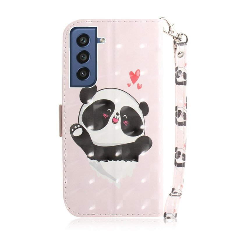 Folio-fodral Samsung Galaxy S21 FE Med Kedjar Panda Love Med Snodd