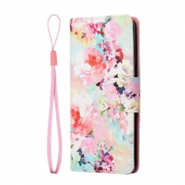 Folio-fodral Samsung Galaxy S21 FE Med Kedjar Vintage Strappy Floralies