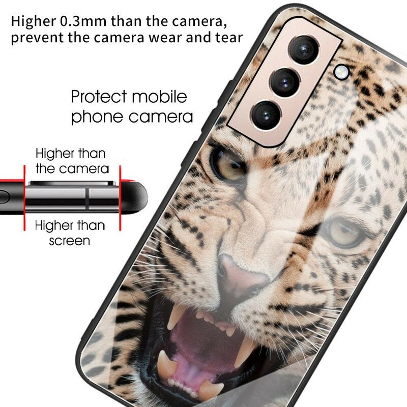 Mobilskal Samsung Galaxy S21 FE Leopard Härdat Glas