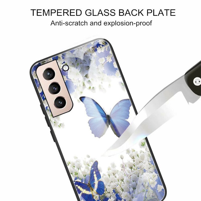 Skal Samsung Galaxy S21 FE Fjärilar Design Härdat Glas