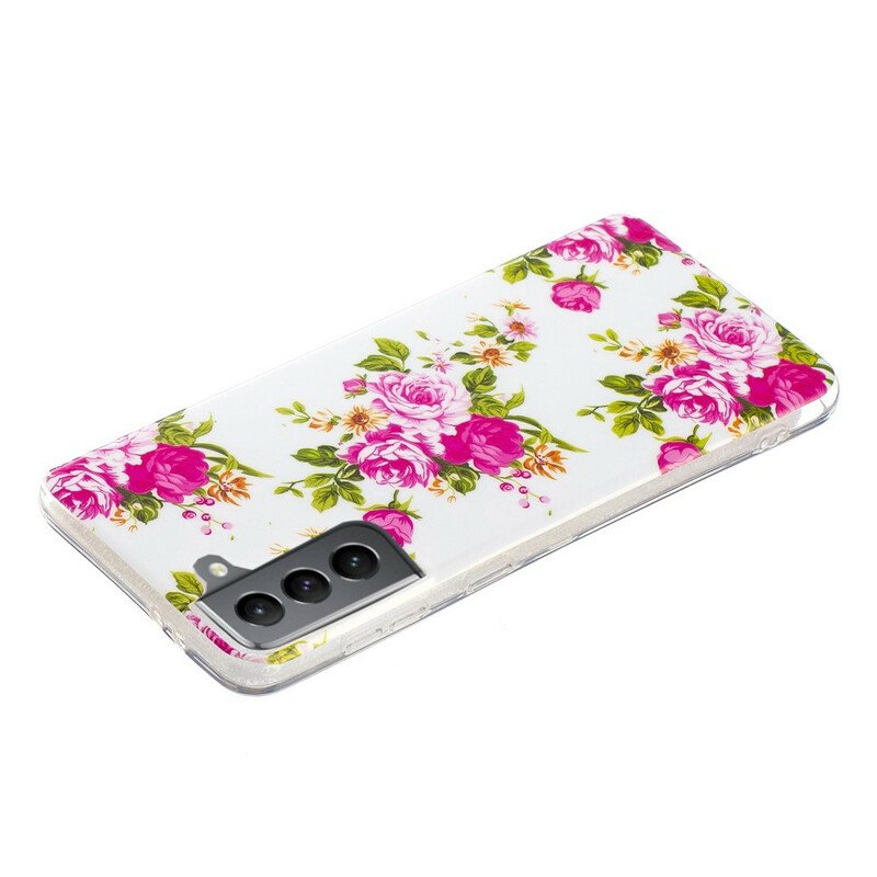 Skal Samsung Galaxy S21 FE Fluorescerande Liberty Flowers