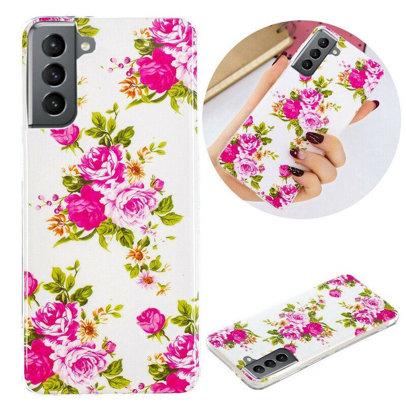 Skal Samsung Galaxy S21 FE Fluorescerande Liberty Flowers