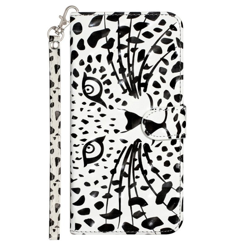 Folio-fodral iPhone 15 Pro Max Med Kedjar 3d Leopard Med Rem