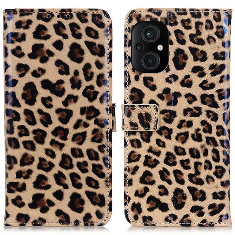 Läderfodral Poco M5 Leopard Hudstil