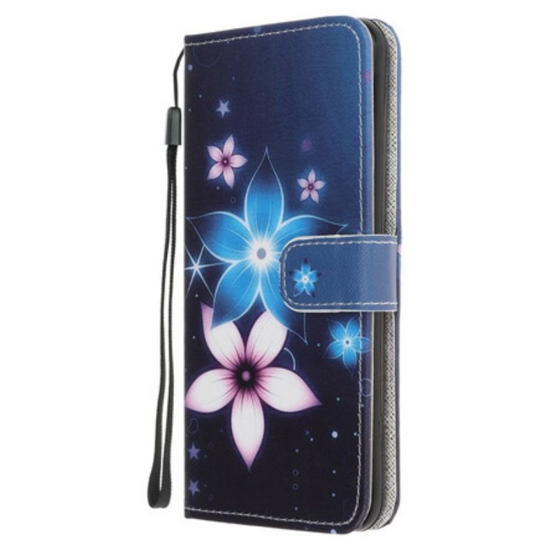 Läderfodral Huawei Y7p Med Kedjar Lunar Strap Blommor