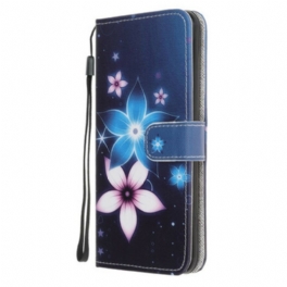 Läderfodral Huawei Y7p Med Kedjar Lunar Strap Blommor