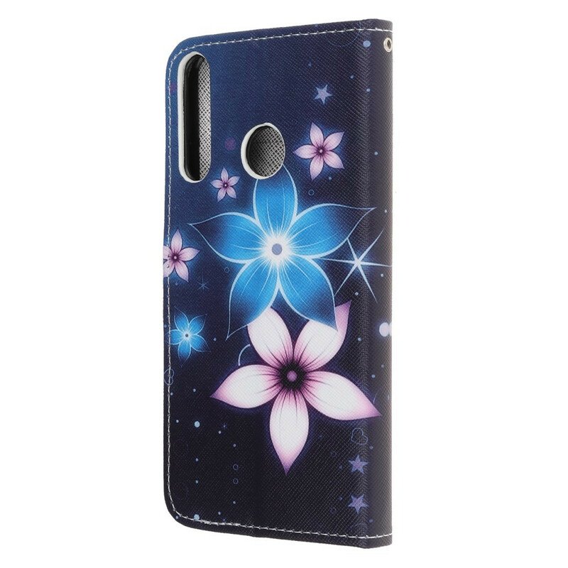 Läderfodral Huawei Y7p Med Kedjar Lunar Strap Blommor