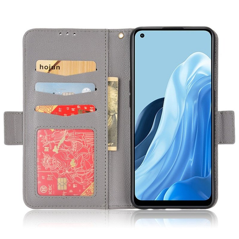 Fodral Oppo Reno 7 Traditionell Litchi-läderstil