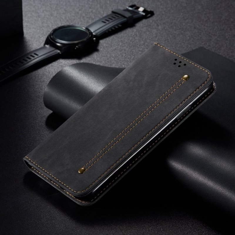 Folio-fodral Oppo Reno 7 Läderfodral Denim Tyg