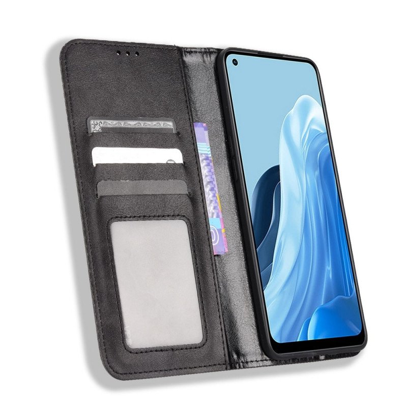 Folio-fodral Oppo Reno 7 Läderfodral Stiliserad Läderstil