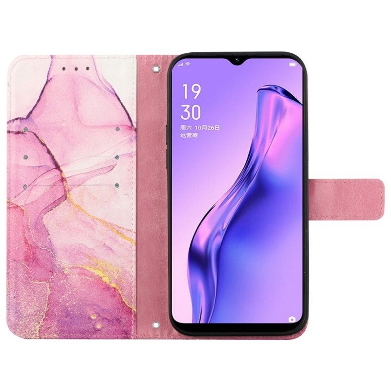 Folio-fodral Oppo Reno 7 Med Kedjar Strip Marmor