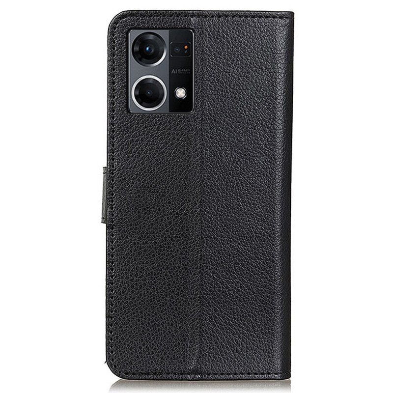 Folio-fodral Oppo Reno 7 Traditionell Litchi-läderstil