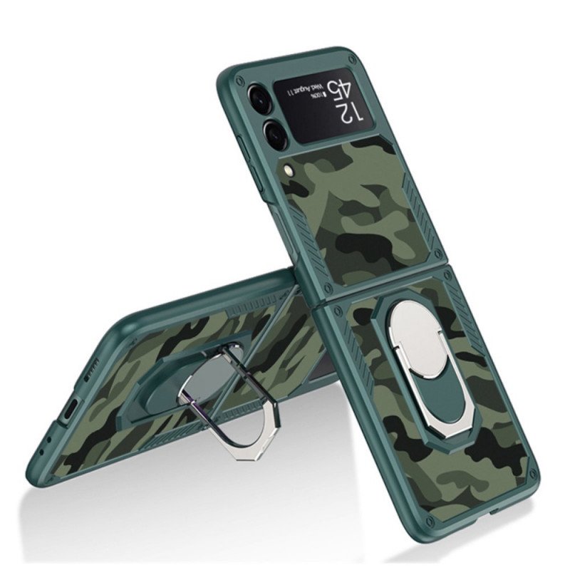 Folio-fodral Skal Samsung Galaxy Z Flip 3 5G Läderfodral Gkk Camo Support Ring