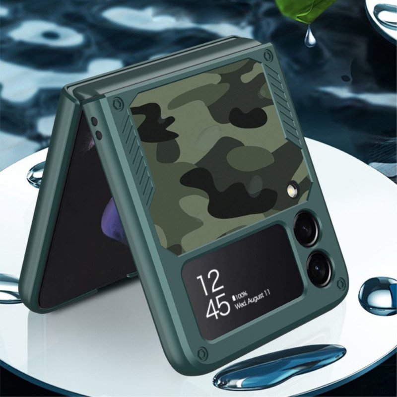 Folio-fodral Skal Samsung Galaxy Z Flip 3 5G Läderfodral Gkk Camo Support Ring