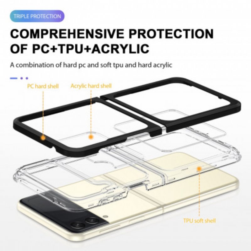 Folio-fodral Skal Samsung Galaxy Z Flip 3 5G Läderfodral Hybridfärgade Kanter