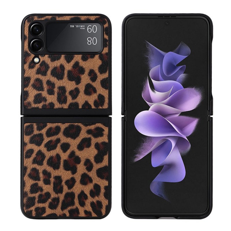 Folio-fodral Skal Samsung Galaxy Z Flip 3 5G Läderfodral Leopard