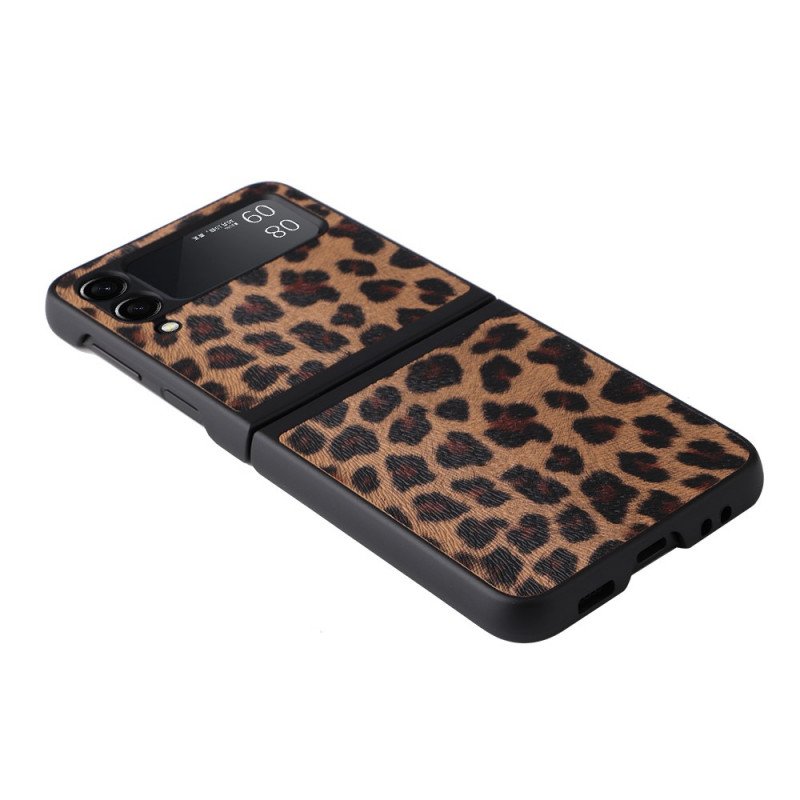 Folio-fodral Skal Samsung Galaxy Z Flip 3 5G Läderfodral Leopard