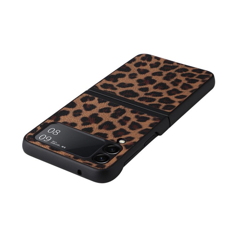 Folio-fodral Skal Samsung Galaxy Z Flip 3 5G Läderfodral Leopard