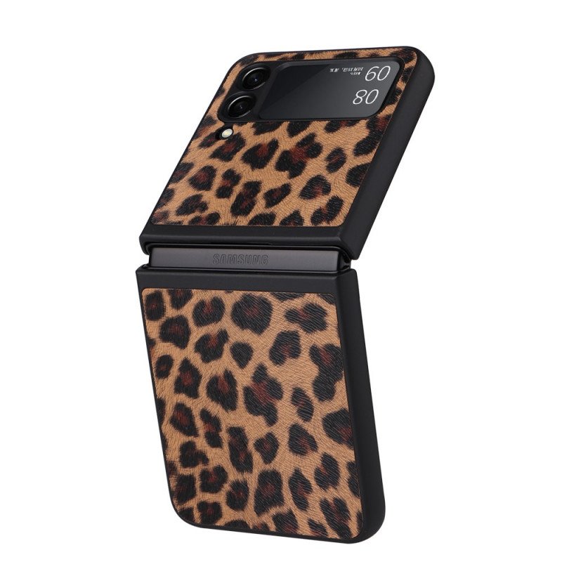 Folio-fodral Skal Samsung Galaxy Z Flip 3 5G Läderfodral Leopard