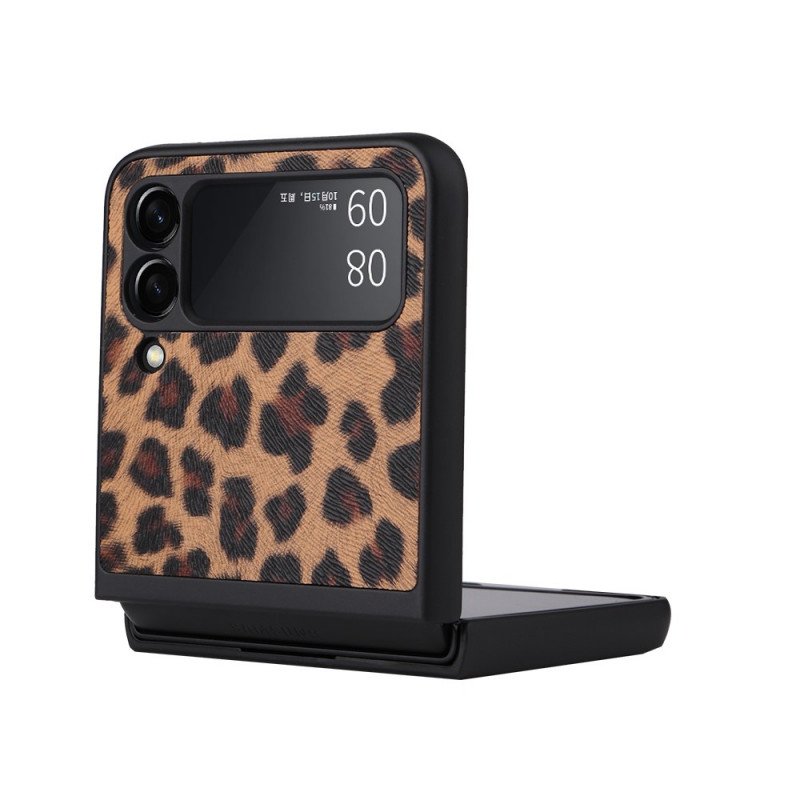 Folio-fodral Skal Samsung Galaxy Z Flip 3 5G Läderfodral Leopard