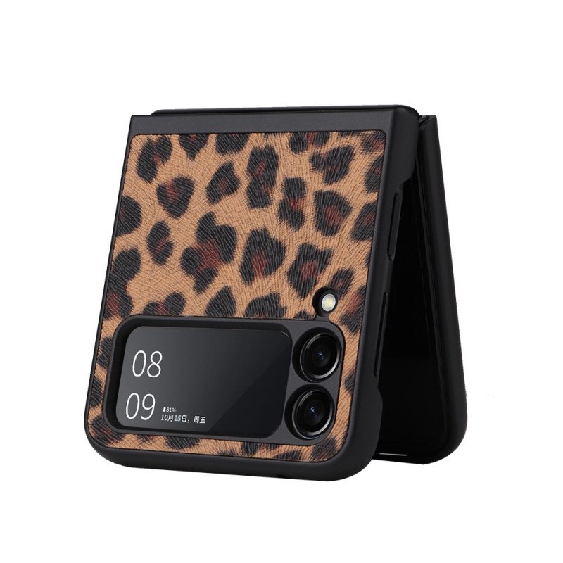 Folio-fodral Skal Samsung Galaxy Z Flip 3 5G Läderfodral Leopard