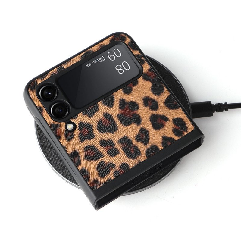 Folio-fodral Skal Samsung Galaxy Z Flip 3 5G Läderfodral Leopard