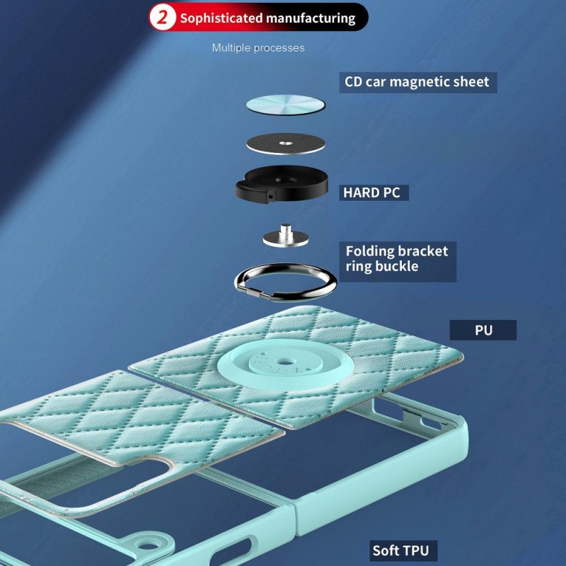 Folio-fodral Skal Samsung Galaxy Z Flip 3 5G Läderfodral Vadderad Med Ring-support