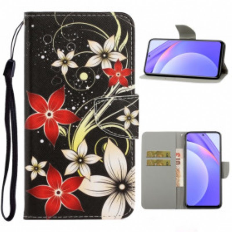 Folio-fodral Xiaomi Mi 10T Lite Med Kedjar Färgglada Strappy Blommor