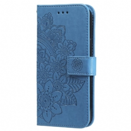 Läderfodral Samsung Galaxy S24 5g Telefonfodral Blommig Mandala Med Snodd