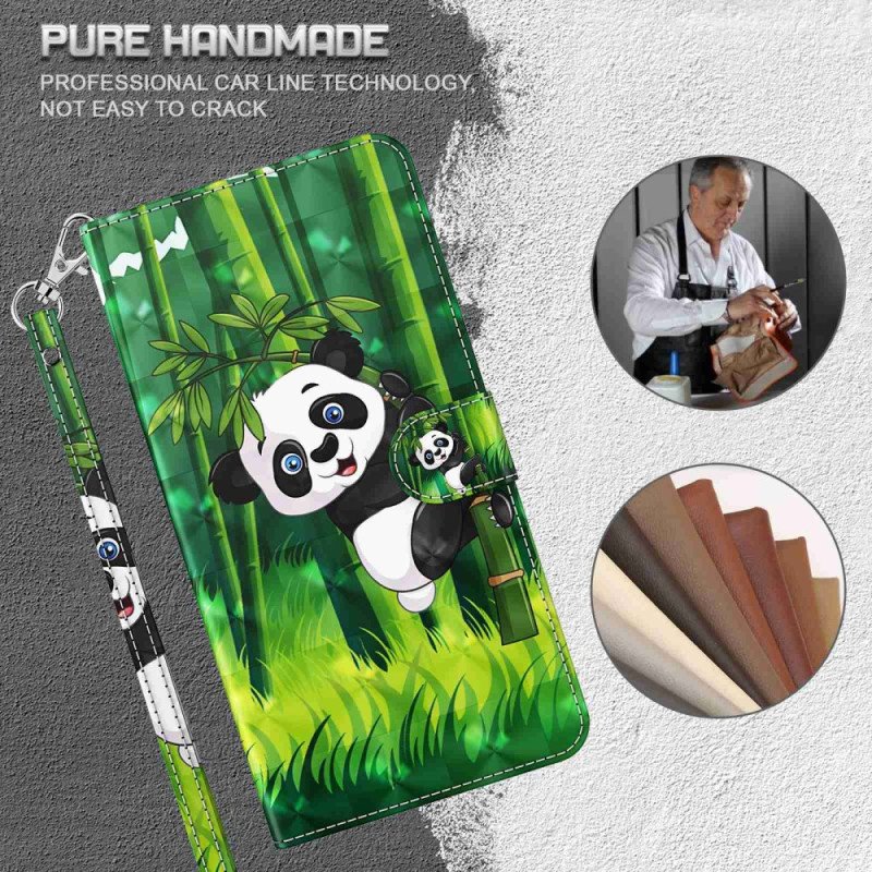 Läderskal Fodral Samsung Galaxy S24 5g Bambu Panda Med Rem