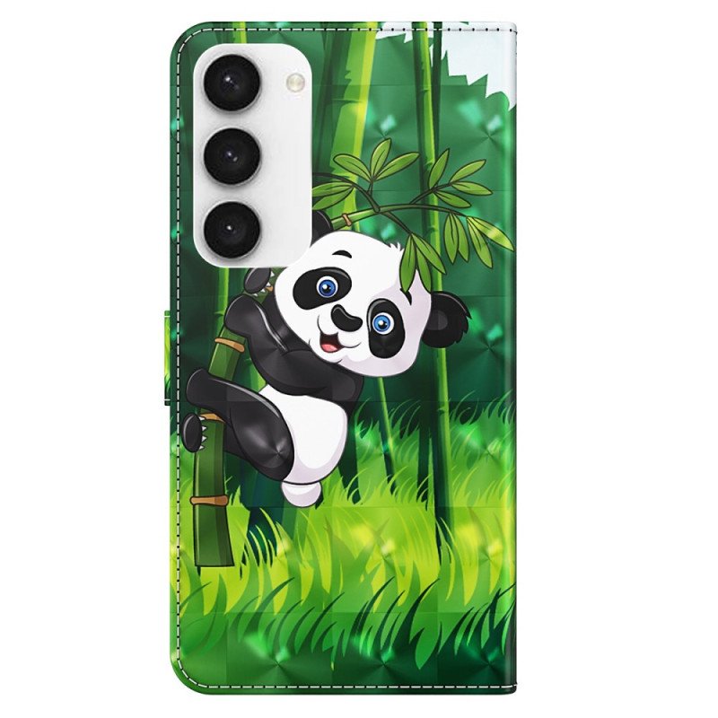 Läderskal Fodral Samsung Galaxy S24 5g Bambu Panda Med Rem