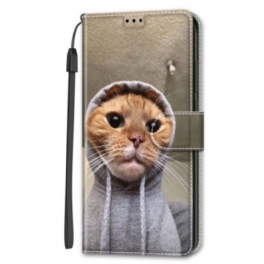 Läderskal Fodral Samsung Galaxy S24 5g Yo Cat With Lanyard