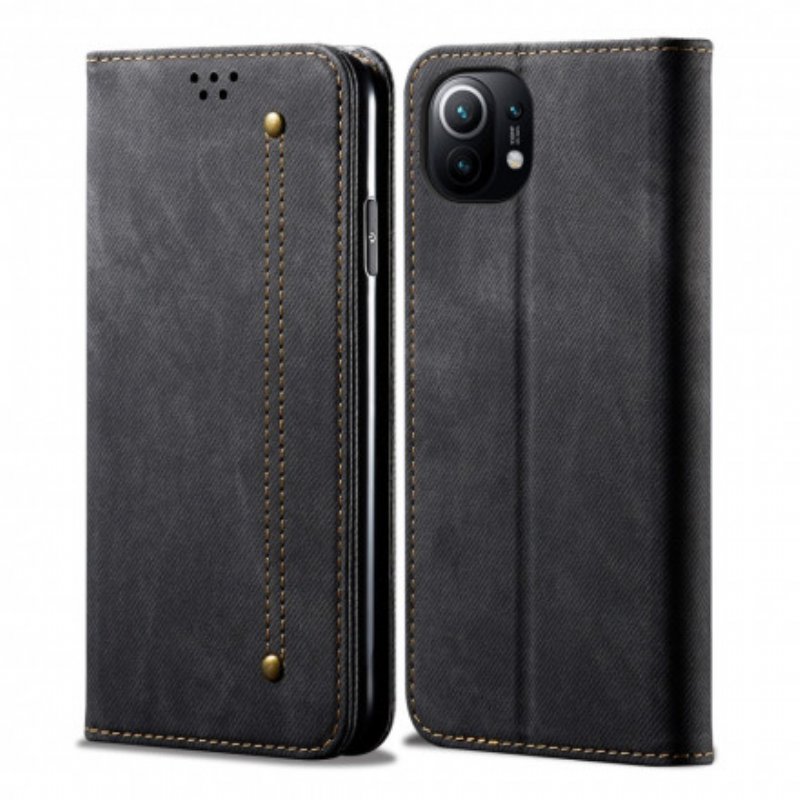 Folio-fodral Xiaomi Mi 11 (5G) Läderfodral Denim Tyg