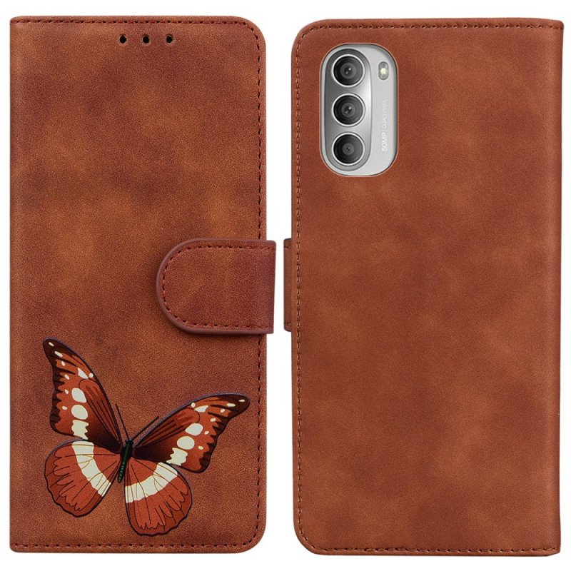 Folio-fodral Moto G51 5G Skin-touch Butterfly