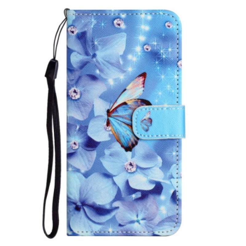 Fodral Samsung Galaxy S23 5G Med Kedjar Strappy Diamond Butterflies