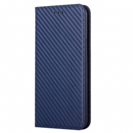 Folio-fodral Samsung Galaxy S23 5G Med Kedjar Läderfodral Strappy Carbon Fiber Style