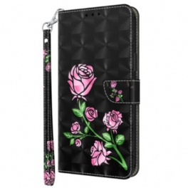 Folio-fodral Samsung Galaxy S23 5G Med Kedjar Strappy Graphic Rose