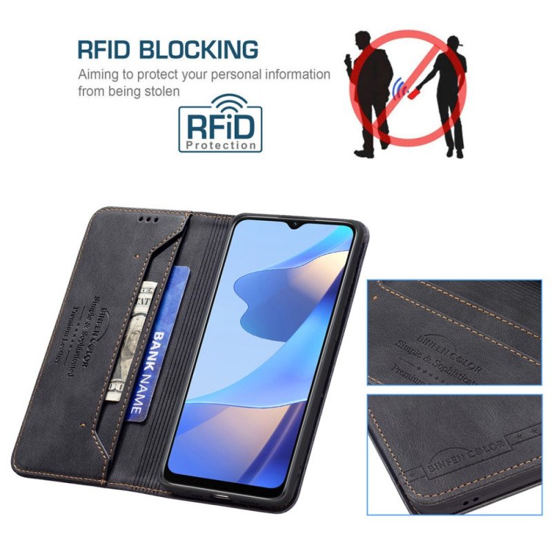 Folio-fodral Oppo A16 / A16s Läderfodral Binfen Color Rfid-sömnad