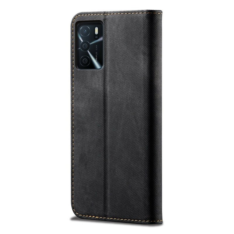 Folio-fodral Oppo A16 / A16s Läderfodral Denim Tyg