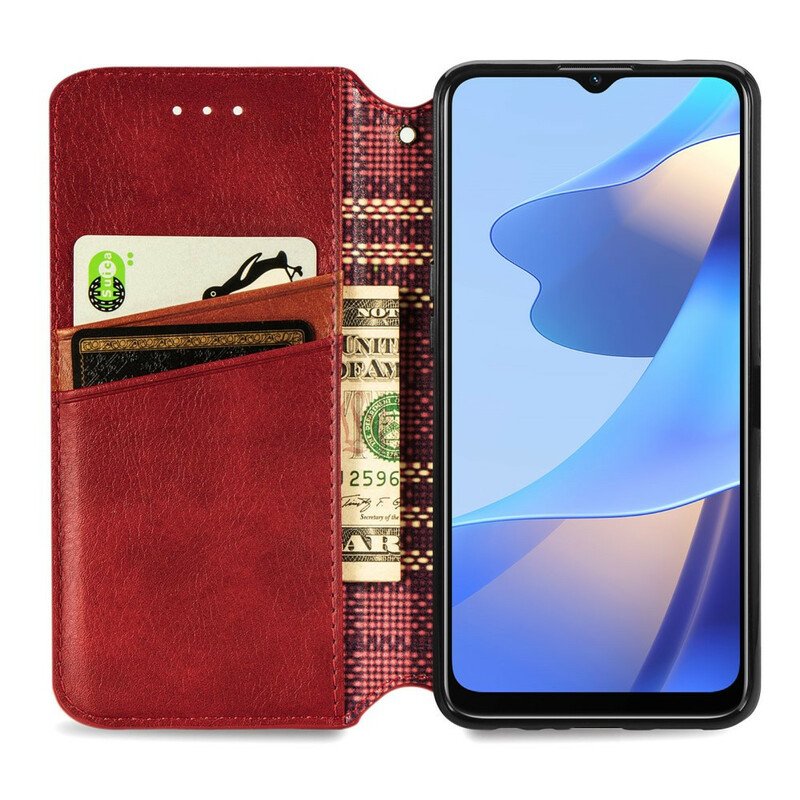 Folio-fodral Oppo A16 / A16s Läderfodral Diamantstruktur Med Lädereffekt