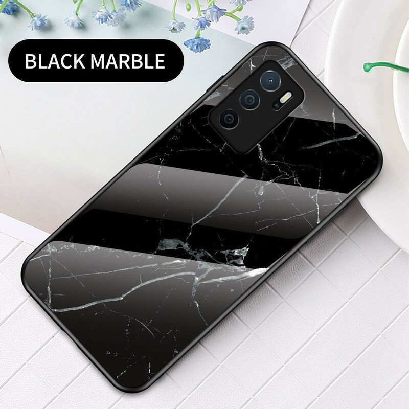 Skal Oppo A16 / A16s Marmorfärger Härdat Glas