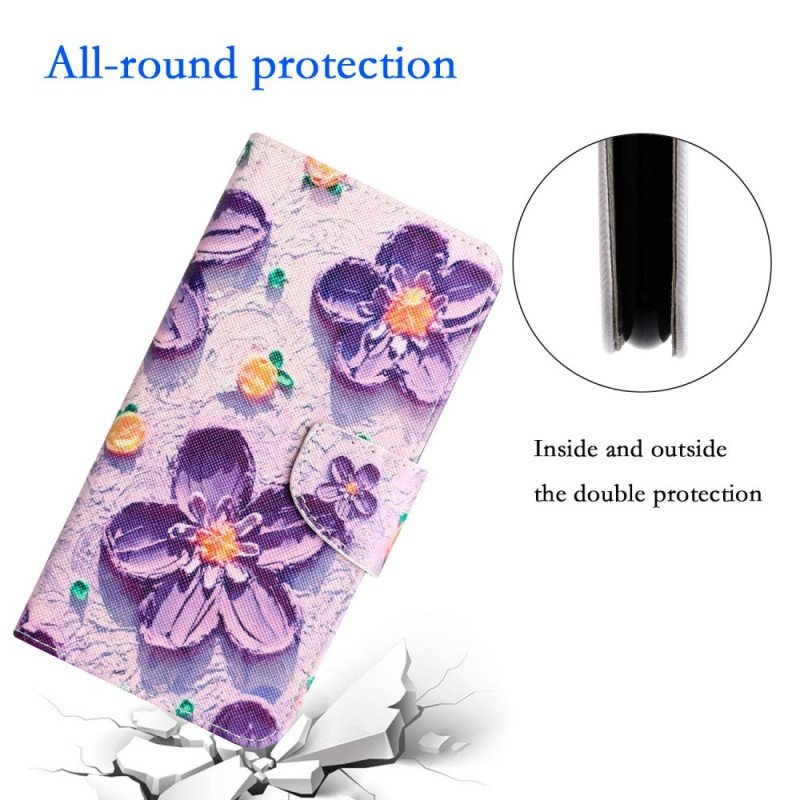 Fodral Samsung Galaxy S23 Ultra 5G Med Kedjar Endast Strap Flowers